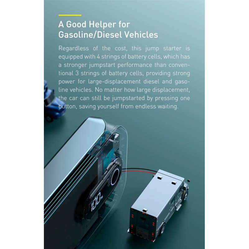 Baseus Car Jump Start Booster & Powerbank - V.2 - 12000mAh 1000A — Buy in Cyprus with Fast Delivery