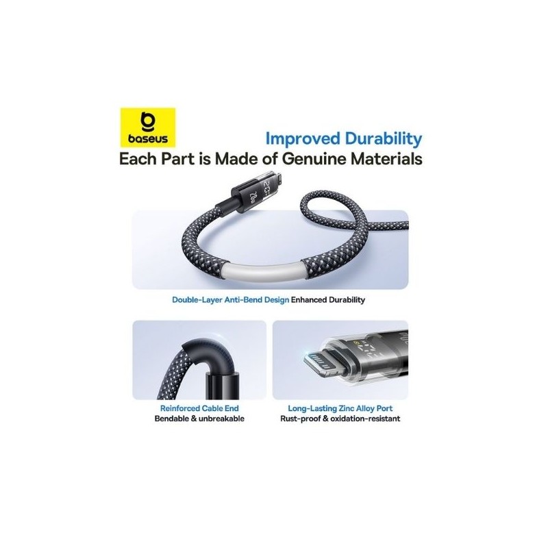 Baseus Cable Lightning to USB-C Display 2 Series Braided - 20W 2.0m Black — Buy in Cyprus with Fast Delivery