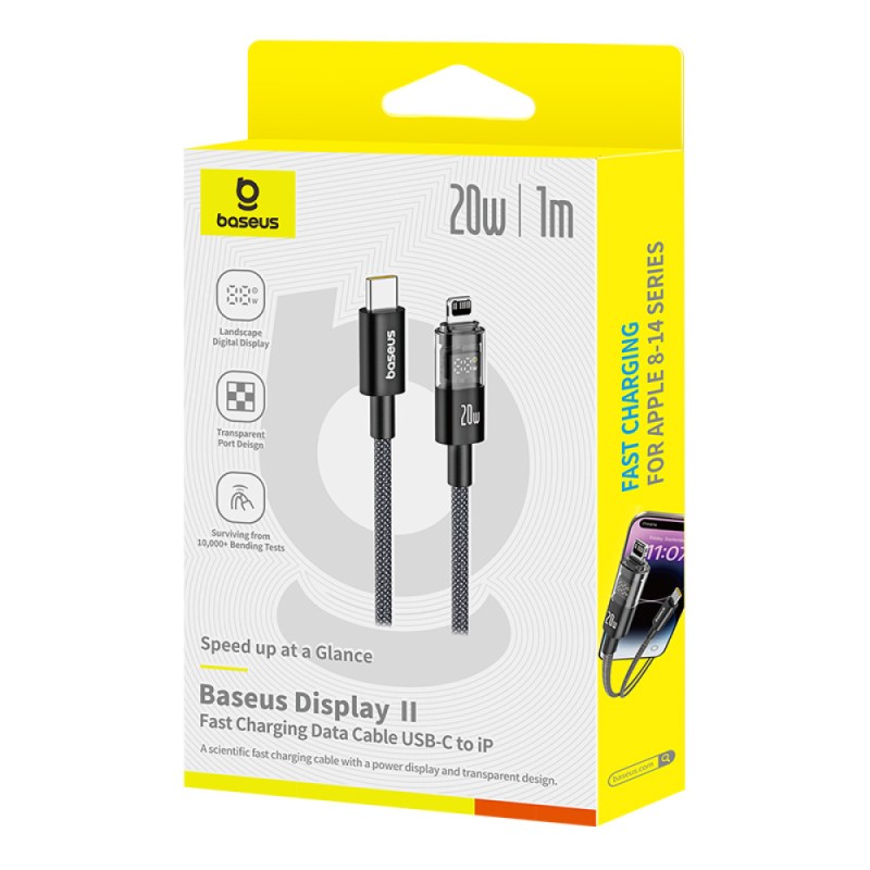 Baseus Cable Lightning to USB-C Display 2 Series Braided - 20W 2.0m Black — Buy in Cyprus with Fast Delivery