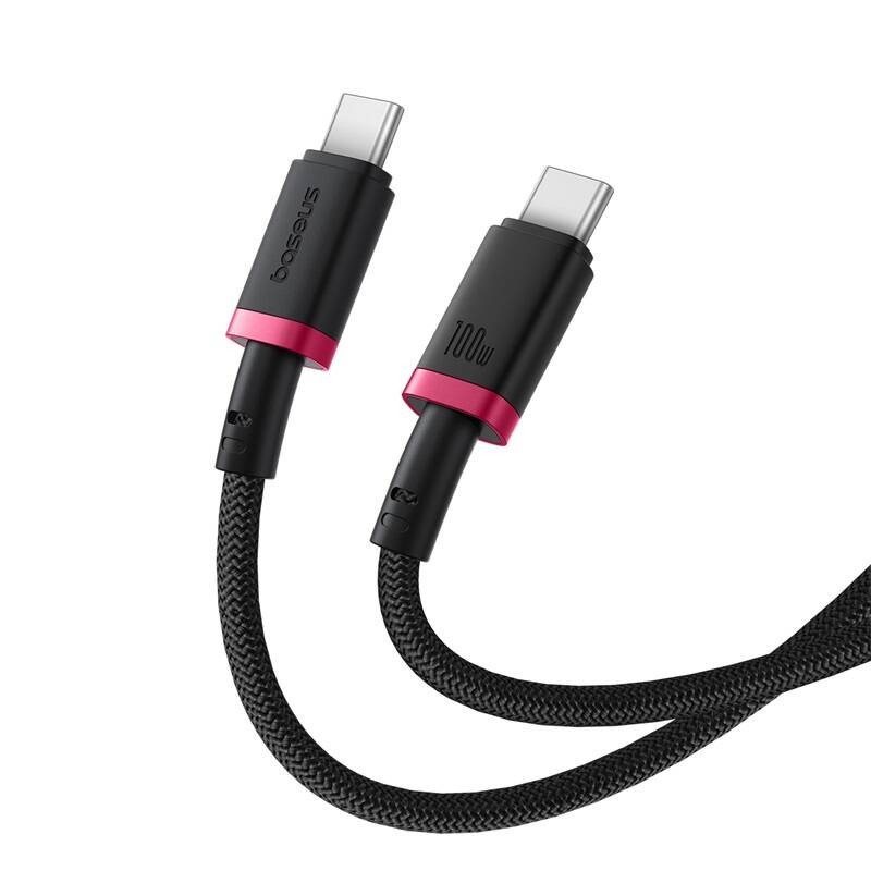 Baseus Cable - USB-C to USB-C, Dura Braided, 2.0m, 100W, Black+Red — Buy in Cyprus with Fast Delivery