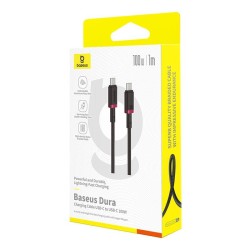 Baseus Cable - USB-C to USB-C, Dura Braided, 2.0m, 100W, Black+Red — Buy in Cyprus with Fast Delivery