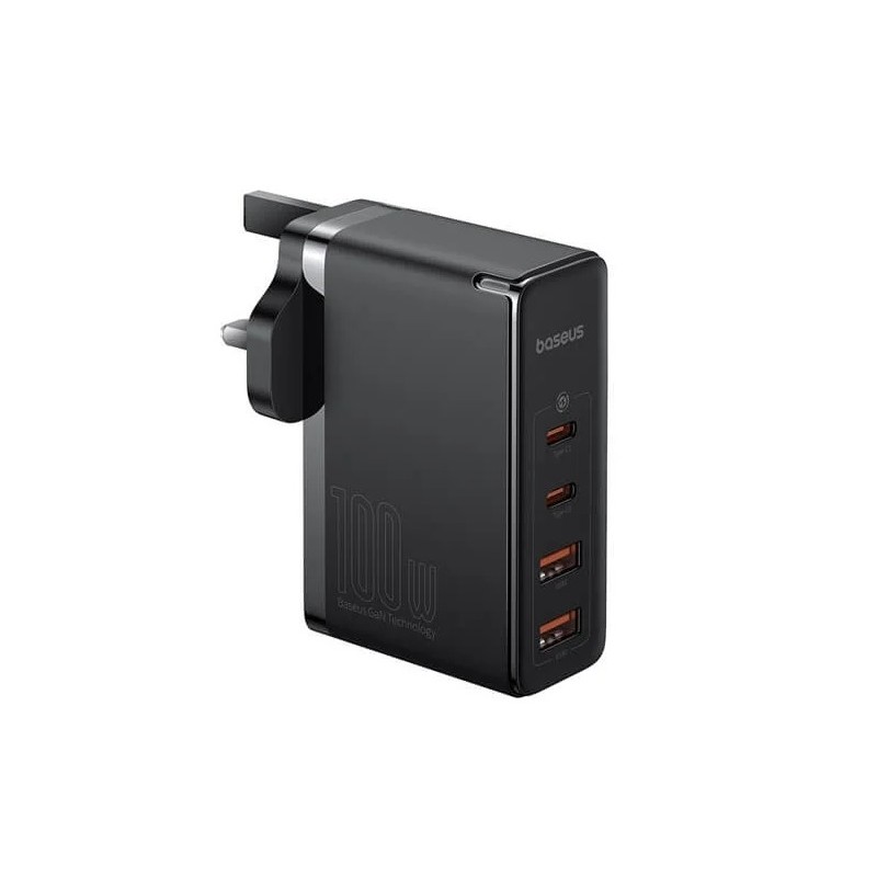 Baseus Charger Wall - 100W 2xUSB-C 2xUSB-A UK+100W USB-C Cable Black — Buy in Cyprus with Fast Delivery