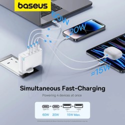 Baseus Charger Wall - 100W 2xUSB-C 2xUSB-A UK+100W USB-C Cable Black — Buy in Cyprus with Fast Delivery