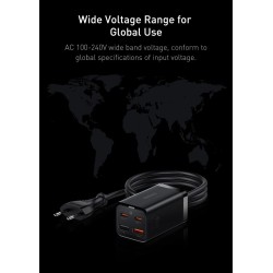 Baseus Charger Desktop - 65W 2C+2U EU+100W USB-C Cable Black — Buy in Cyprus with Fast Delivery