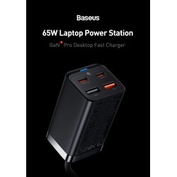Baseus Charger Desktop - 65W 2C+2U EU+100W USB-C Cable Black — Buy in Cyprus with Fast Delivery