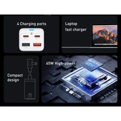 Baseus Charger Desktop - 65W 2C+2U EU+100W USB-C Cable Black — Buy in Cyprus with Fast Delivery