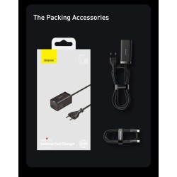 Baseus Charger Desktop - 65W 2C+2U EU+100W USB-C Cable Black — Buy in Cyprus with Fast Delivery