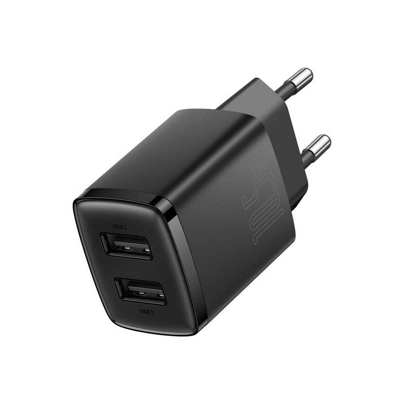 Baseus Charger Wall - 10.5W, 2xUSB-A, EU, Black — Buy in Cyprus with Fast Delivery