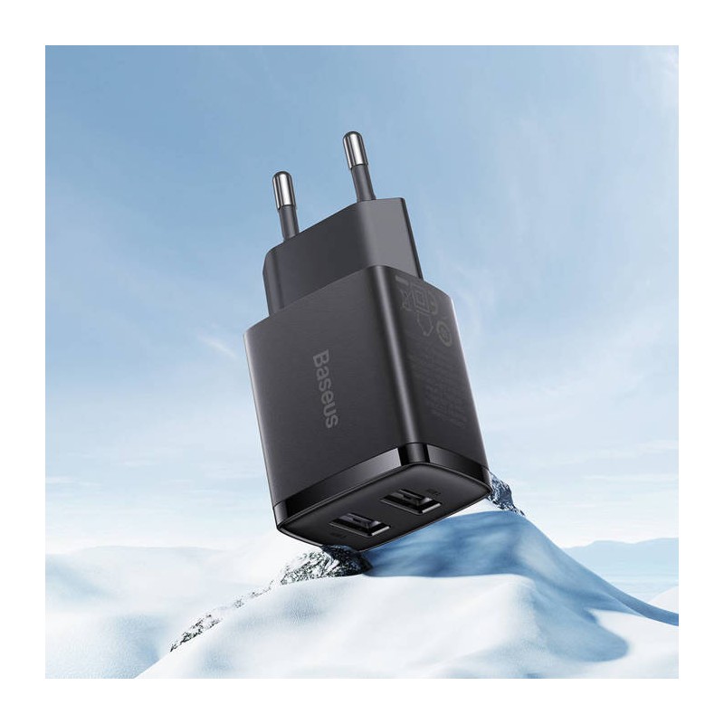 Baseus Charger Wall - 10.5W, 2xUSB-A, EU, Black — Buy in Cyprus with Fast Delivery