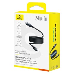 Baseus Cable USB-C to USB-C PicoGo Magnetic Silicone - 240W - 1.0m - Black — Buy in Cyprus with Fast Delivery