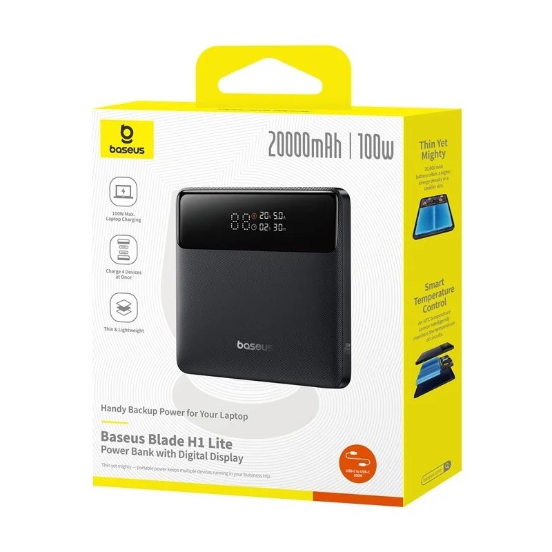 Baseus Powerbank 100W 20000mAh Display - BLADE H1 Lite - Black — Buy in Cyprus with Fast Delivery