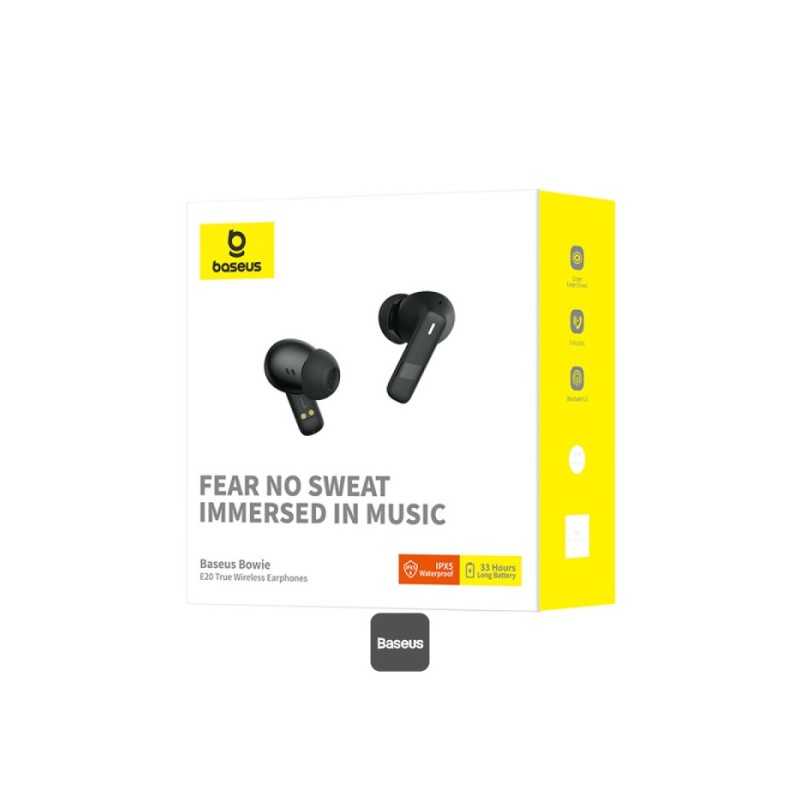 Baseus Headphones In Ear TWS Bowie Black - E20 - Baseus Headphones In Ear TWS Bowie Black — Buy in Cyprus with Fast Delivery