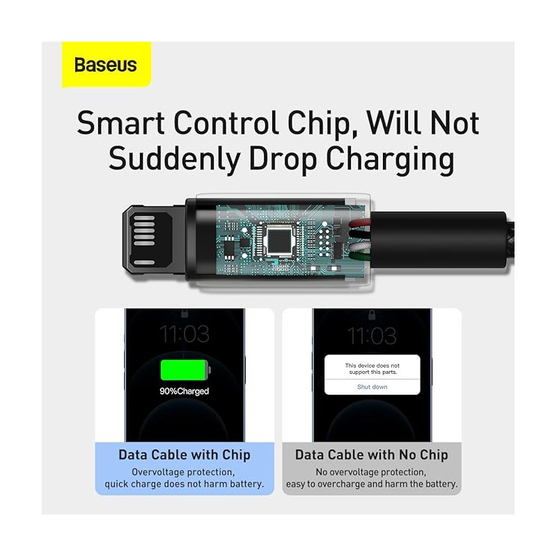 Baseus Cable - Lightning to USB-A - Tungsten Gold - 1.0m - Black — Buy in Cyprus with Fast Delivery