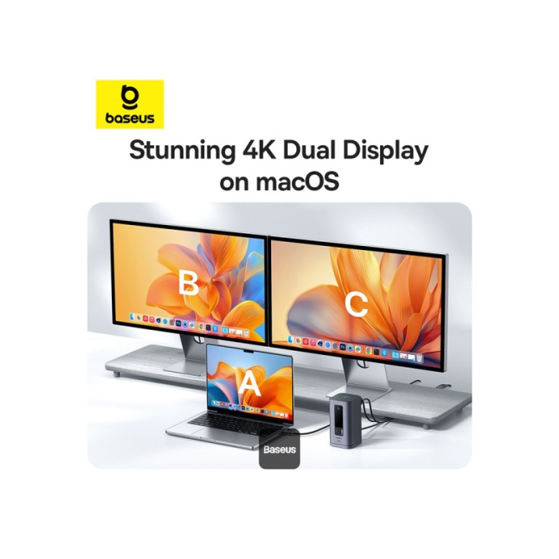 Baseus Spacemate Series 10-in-1 Docking Station Dual Display for MAC - 10-in-1, Dual Display, MAC