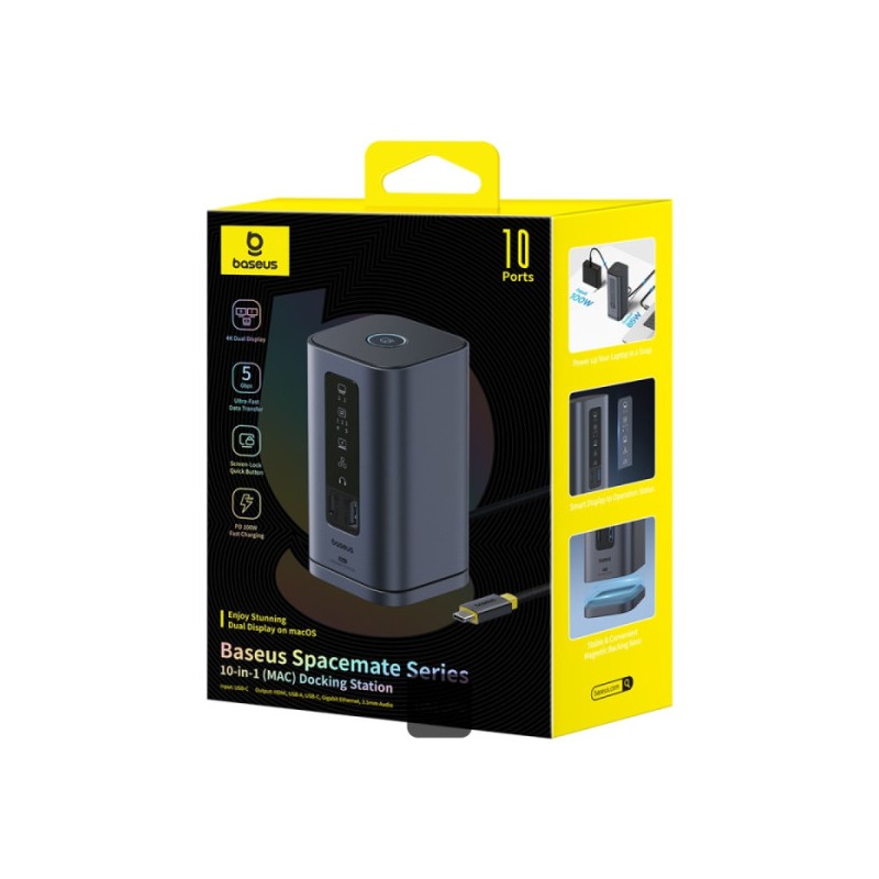 Baseus Spacemate Series 10-in-1 Docking Station Dual Display for MAC - 10-in-1, Dual Display, MAC