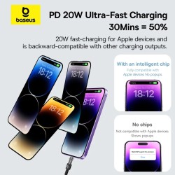 Baseus Cable Lightning to USB-C Gem Series - 1.0m - 20W - Black — Buy in Cyprus with Fast Delivery