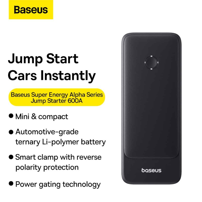 Baseus Car Jump Start Booster & Powerbank - ALPHA Black - 6000mAh - 600A — Buy in Cyprus with Fast Delivery