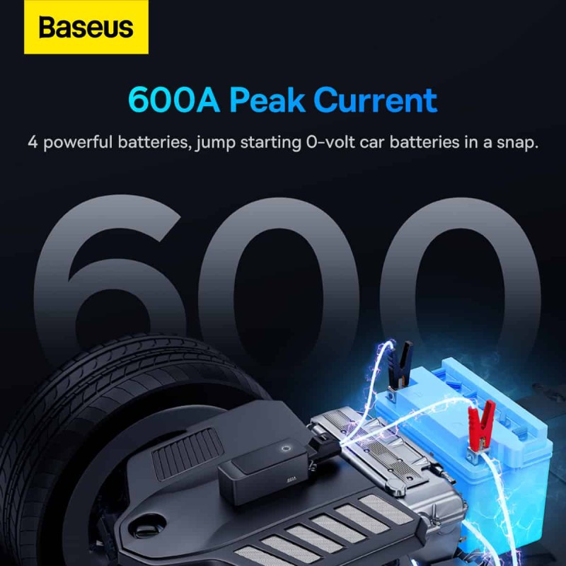 Baseus Car Jump Start Booster & Powerbank - ALPHA Black - 6000mAh - 600A — Buy in Cyprus with Fast Delivery