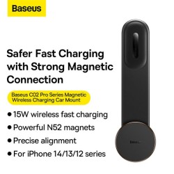 Baseus Wireless Dashboard Magnetic Car Charger - C02 Pro - Black — Buy in Cyprus with Fast Delivery