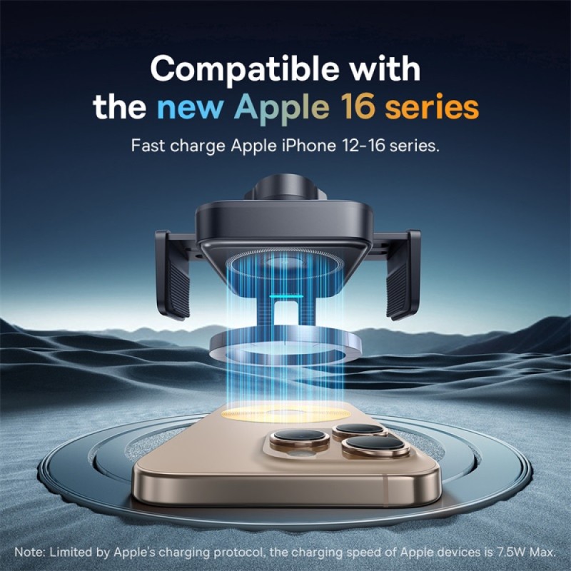 Baseus Car Charger - Wireless AirVent Wisdom Pro Auto Coil Alignment 15W Black — Buy in Cyprus with Fast Delivery