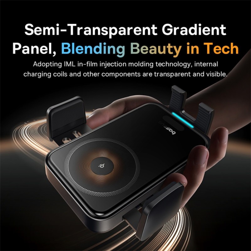 Baseus Car Charger - Wireless AirVent Wisdom Pro Auto Coil Alignment 15W Black — Buy in Cyprus with Fast Delivery