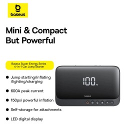 Baseus Car Jump Start Booster & Powerbank + Inflator - 6000mAh 600A SUPER ENERGY — Buy in Cyprus with Fast Delivery