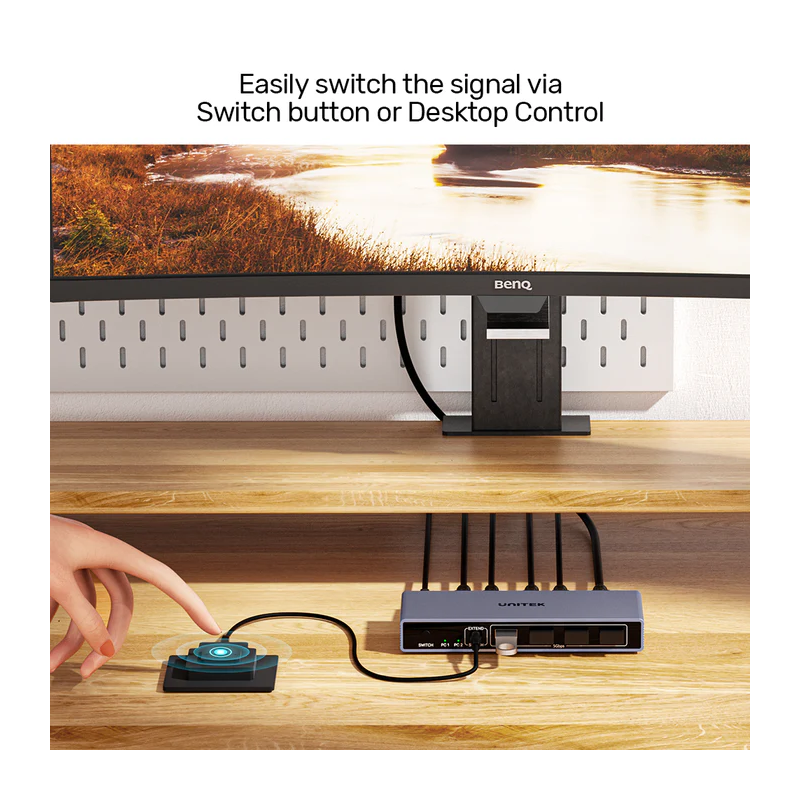 Unitek KVM DisplayPort Switch 2-1 8K60Hz with 4-Port USB 3.0 - V1310A - KVM DisplayPort Switch 2-1 8K60Hz with 4-Port USB 3.0