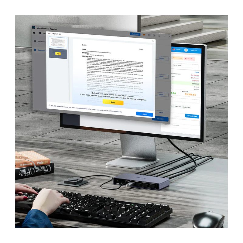 Unitek KVM DisplayPort Switch 2-1 8K60Hz with 4-Port USB 3.0 - V1310A - KVM DisplayPort Switch 2-1 8K60Hz with 4-Port USB 3.0