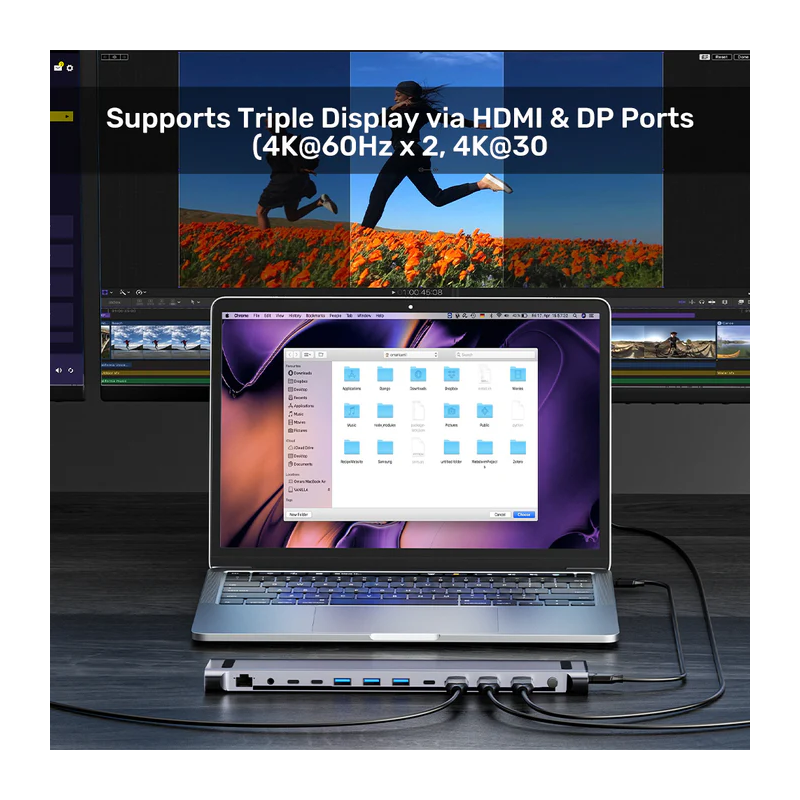 Unitek USB-C Docking Station & 2-Port KVM 10Gbps Triple Display - D1106A - Connect 2 PCs to 3 Monitors