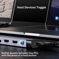 Unitek USB-C Docking Station & 2-Port KVM 10Gbps Triple Display - D1106A - Connect 2 PCs to 3 Monitors
