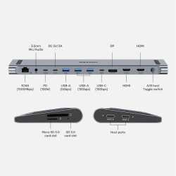 Unitek USB-C Docking Station & 2-Port KVM 10Gbps Triple Display - D1106A - Connect 2 PCs to 3 Monitors
