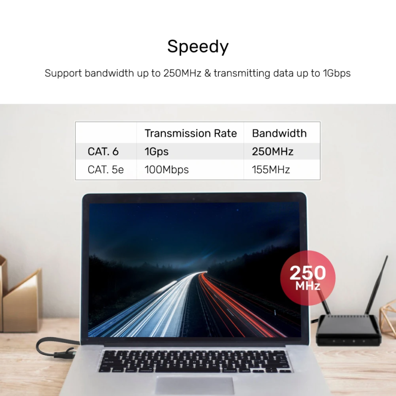 Unitek Flat Patch Cable CAT6 Black 5.0m - C1812GBK - Flat Patch Cable CAT6 Black 5.0m — Buy in Cyprus with Fast Delivery