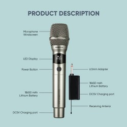 SonicGear Microphone Wireless - WM 3000UL - 2xHandsets DUAL Palladium — Buy in Cyprus with Fast Delivery