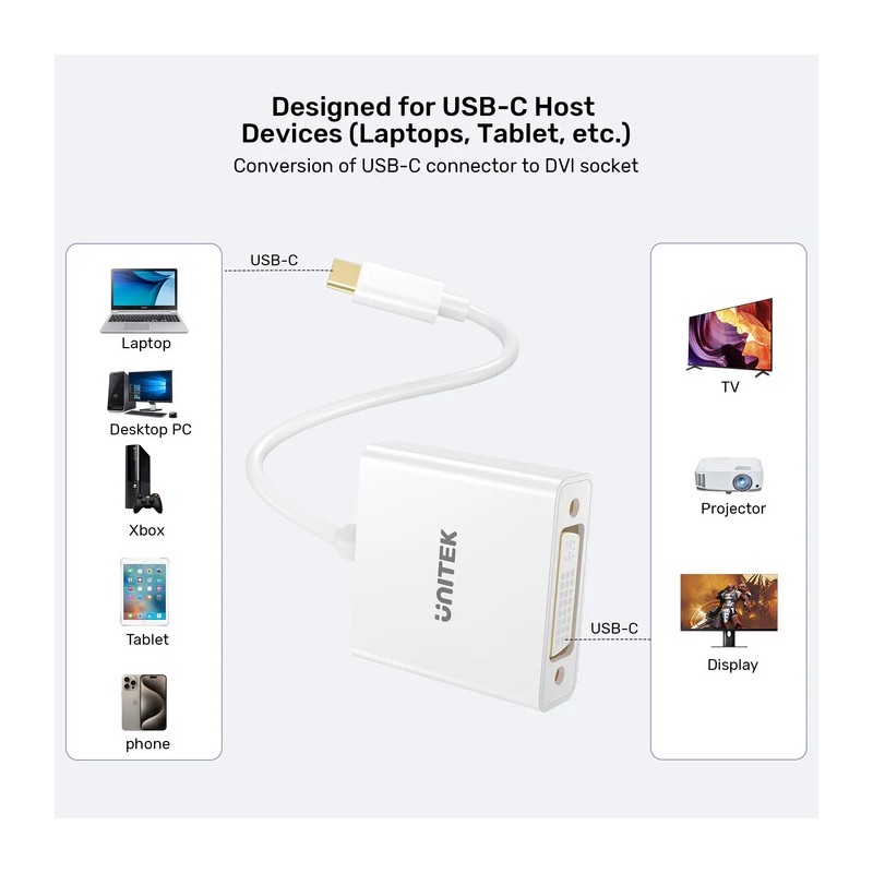 Unitek Converter USB-C to DVI Adapter - V1429A — Buy in Cyprus with Fast Delivery