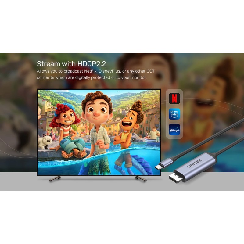 Unitek Converter - V1423C - USB-C to DP1.4 Cable 8K60Hz 1.8m — Buy in Cyprus with Fast Delivery