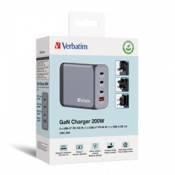 Verbatim GaN Charger 4 Port 200W USB A C - GNC-200 - (EU UK US) — Buy in Cyprus with Fast Delivery