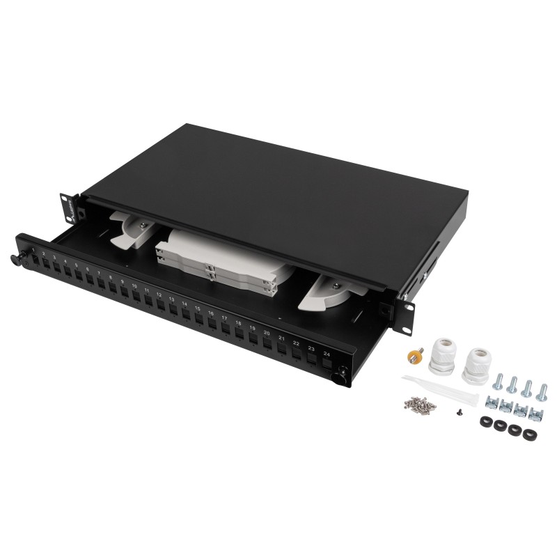 Lanberg Fiber Optic ODF for 24xSC Simplex or 24xLC Duplex Adapters - RM Metal Black — Buy in Cyprus with Fast Delivery