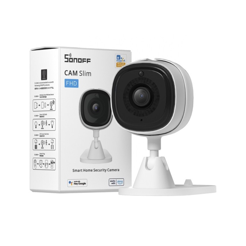 Sonoff Smart WiFi IP Security Camera - CAM-Slim - includes 4 mounting methods: magnetic, stick, tripod and screw-in