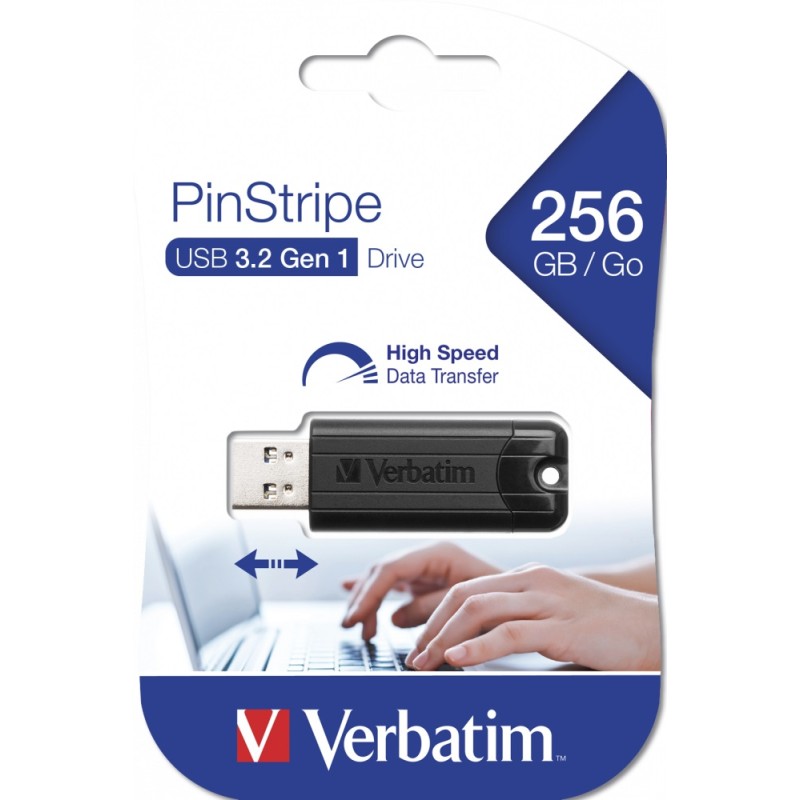 Verbatim USB Drive - 3.2 Pinstripe 256GB Black — Buy in Cyprus with Fast Delivery