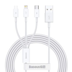 Baseus Cable Superior Series - 3-in-1 1.5m White — Buy in Cyprus with Fast Delivery