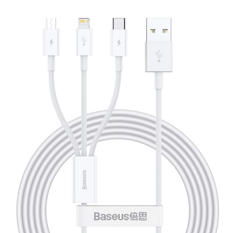 Baseus Cable Superior Series - 3-in-1 1.5m White — Buy in Cyprus with Fast Delivery