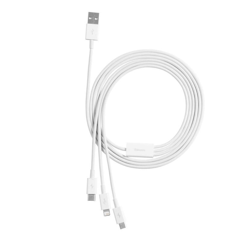 Baseus Cable Superior Series - 3-in-1 1.5m White — Buy in Cyprus with Fast Delivery