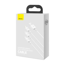 Baseus Cable Superior Series - 3-in-1 1.5m White — Buy in Cyprus with Fast Delivery