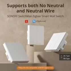 Sonoff Zigbee WiFi Smart Wall Mechanical Switch (No neutral) 1-Button White - M5 - No neutral, 1-Button White
