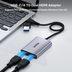 Unitek Converter - V1427A - USB-A USB-C to Dual HDMI 1080P MST Win Mac — Buy in Cyprus with Fast Delivery