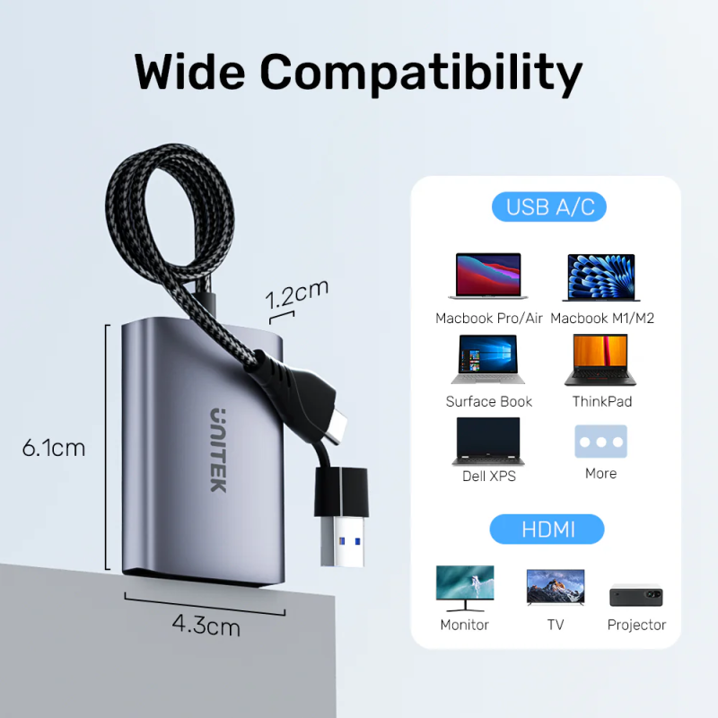 Unitek Converter - V1427A - USB-A USB-C to Dual HDMI 1080P MST Win Mac — Buy in Cyprus with Fast Delivery