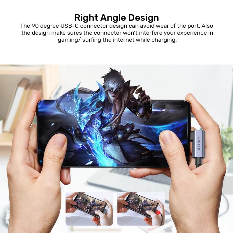 Unitek MC USB-C Cable - C14123BK-3M - PD100W L-Shape 3.0m — Buy in Cyprus with Fast Delivery