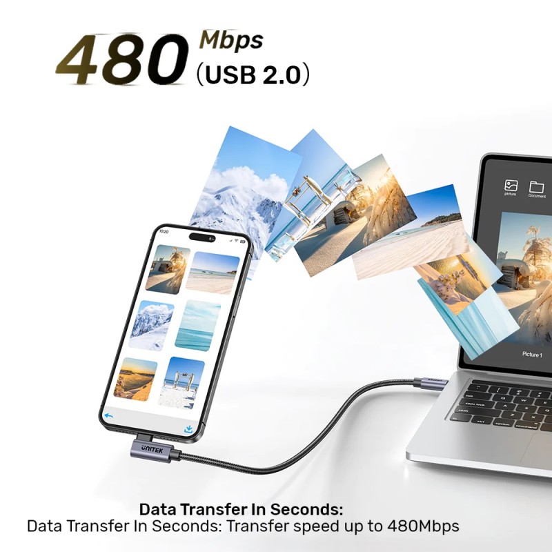 Unitek MC USB-C Cable - C14123BK-3M - PD100W L-Shape 3.0m — Buy in Cyprus with Fast Delivery