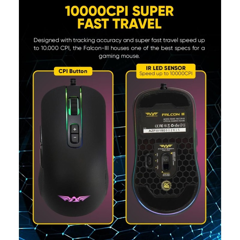 Armaggeddon Pro-Gaming Mouse - Falcon 3 - Pro-Gaming Mouse 10000CPI Macroable RGB — Buy in Cyprus with Fast Delivery