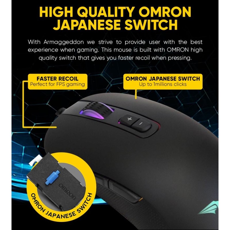 Armaggeddon Pro-Gaming Mouse - Falcon 3 - Pro-Gaming Mouse 10000CPI Macroable RGB — Buy in Cyprus with Fast Delivery